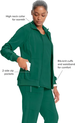 Miniatura 101 de Infinity by Cherokee 2391A - Chaquetas médicas con cremallera frontal para mujer, tela elástica en 4 direcciones