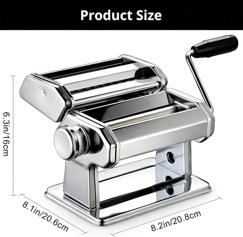 Miniatura 2 de Máquina para hacer pasta METLUCK, máquina de pasta de acero inoxidable manual con rodillo y 9 ajustes de grosor para espaguetis, linguine