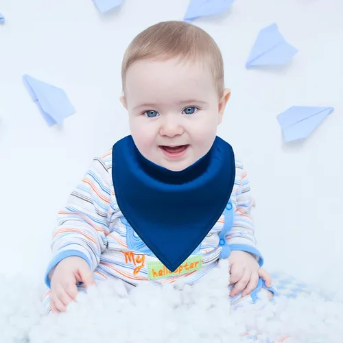 Miniatura 5 de Baberos bandana para bebé, paquete de 10 baberos para bebés, niños, niñas, unisex, 100% algodón, baberos suaves y absorbentes (azul y marrón)