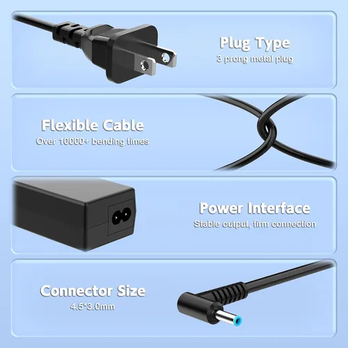 Miniatura 4 de 45W Laptop Charger Compatible with HP is 13252, L25296 001/002/003/004, 741727-001, 721092-001, 719309-001, 213349-109, 213349-009, HSTNN-DA40