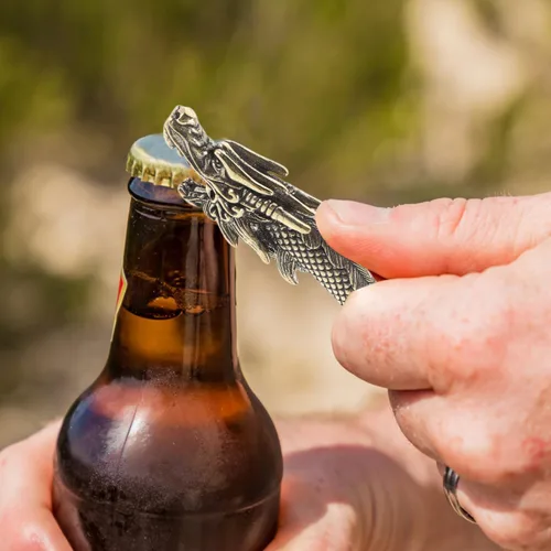 Miniatura 6 de MAGICLULU Llavero abrebotellas de dragón Vintage latón diseño de pescado Soda cerveza Cap abridor único estilo chino Pub Bar herramienta portátil