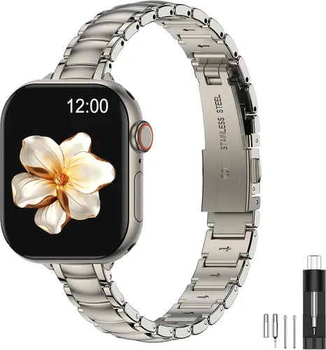 Miniatura 17 de MioHHR - Correas delgadas de metal compatibles con Apple Watch Band Ultra3/2/1 Series 11 10 9 8 7 6 5 4 3 2 1 SE3/2/1, correa delgada y estrecha