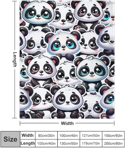 Miniatura 3 de Manta de panda – Mantas de franela suave para niñas, niños y mascotas, mantas cálidas de panda para todas las estaciones, sofá, regazo y silla, 40 x