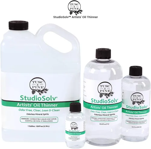 Miniatura 7 de Tusc & Pine StudioSolv™ Spirits minerales inodoros 33.8 oz (1 litro) - Disolvente espiritual purificado sin olor para aceites adelgazantes