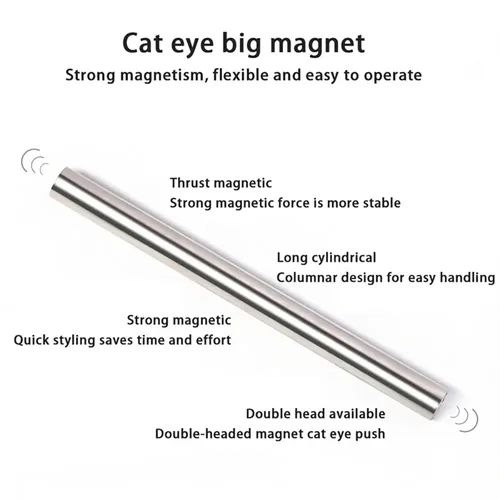 Miniatura 5 de 4 Piezas Imán Extra Grande Cilíndrico de Ojo de Gato para Uñas, Imán Magnético de Doble Cabeza, Varilla de Esmalte en Gel Multifuncional