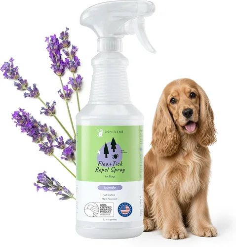 Miniatura 10 de kin+kind Prevención natural de pulgas y garrapatas para perros – Spray de pelaje no graso, formulado por veterinarios, lavanda, 12 onzas líquidas