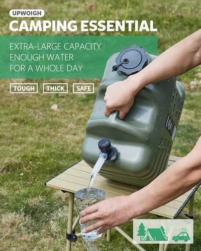 Miniatura 6 de UPWOIGH Contenedor de agua para campamento, jarra de agua grande de 6.6 galones (25 litros), almacenamiento de agua verdaderamente sin fugas, tanque