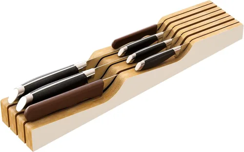 Miniatura 13 de Organizador de cajones de cuchillos grande, soporte para cuchillos de madera de bambú, bloque de cuchillos con capacidad para hasta 15 cuchillos