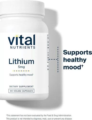 Miniatura 6 de Vital Nutrients Orotato de litio de 5 mg Suplemento vegano para apoyar la salud de la memoria y el comportamiento* 5 mg Sin gluten, lácteos