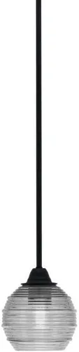 Miniatura 40 de Toltec Lighting Paramount - Mini colgante de 1 luz en acabado negro mate con cristal de arte perla de 7 pulgadas y estilo negro