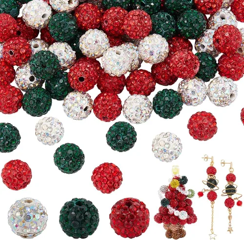 Miniatura 31 de Pandahall - Bolas de arcilla de 10 mm, tipo discoteca con 100 unidades, cuentas de polímero de arcilla con diamantes de imitación, creaciones Azul