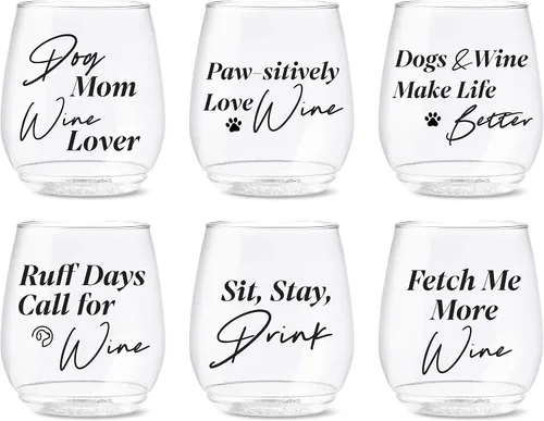 TOSSWARE POP - Vasos de vino de 14 onzas Serie XOXO, juego de 6 vasos impresos de plástico reciclables, irrompibles y cristalinos