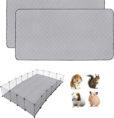 Miniatura 26 de Paquete de 2 forros para jaula de cobayas LWYMX, 24'' X 48'', almohadillas lavables para orina de cobayas, alfombrilla antideslizante reutilizable