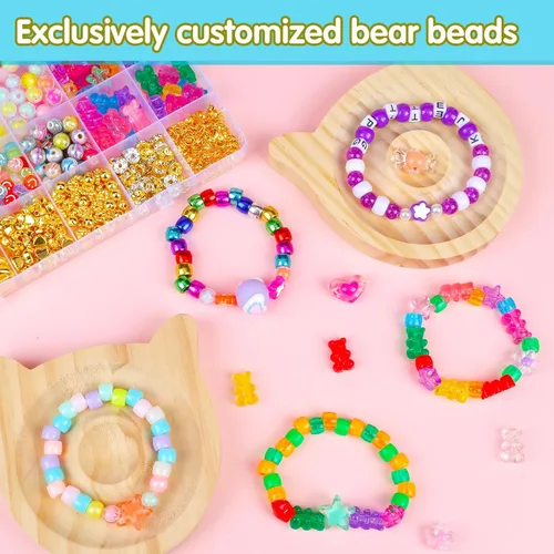Miniatura 9 de SJZWSD Kit para Hacer Pulseras de la Amistad – 6 Cajas de Cuentas Pony, de Semilla, de Arcilla y de Letras, Cuentas UV que Brillan en la Oscuridad