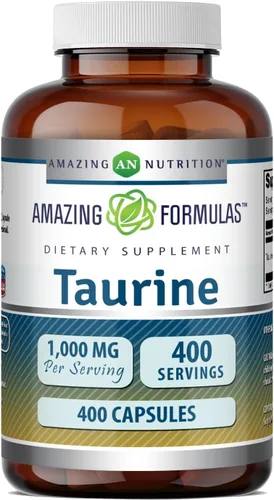 Miniatura 6 de Amazing Formulas Taurina 1000 mg por porción, 200 cápsulas de suplemento de aminoácidos, sin OMG, sin gluten, fabricado en Estados Unidos