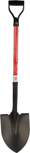 Workforce Tools - Pala de punta redonda, mango de fibra de vidrio resistente de 28 pulgadas, cabeza de acero de calibre 16 resistente
