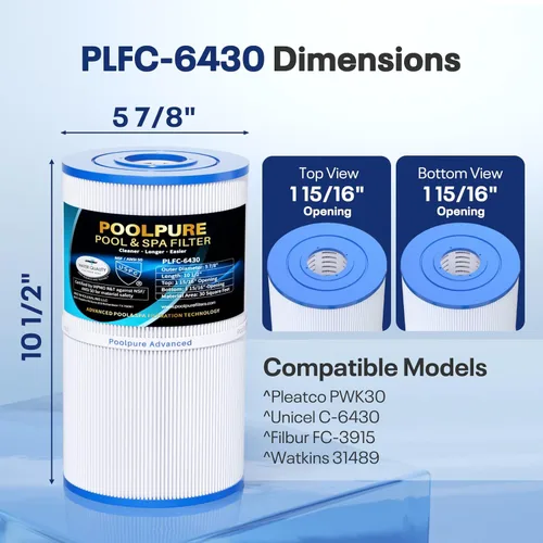 Miniatura 2 de POOLPURE Filtro de spa C-6430 reemplaza a Watkins 31489, Pleatco PWK30, Filbur FC-3915, P/N0969601, 71825, 73178, 73250, 30 pies cuadrados de filtro
