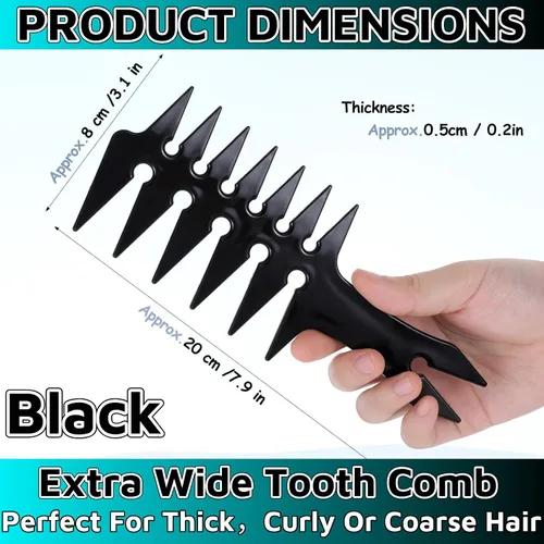 Miniatura 2 de HuGuWdy Peine de pelo extra ancho para hombre - Textura y volumen - Negro