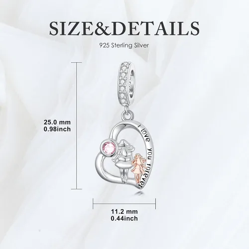 Miniatura 37 de PROESS Dije para padre, madre e hija, pulsera de plata de ley para pulseras, regalos de cumpleaños, día de San Valentín, para hija, madre, amante