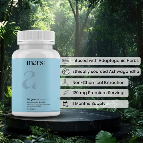 Miniatura 2 de mars by GHC Natural Surge Max Caps Alimentado con Shilajit, Safed Musli y Gokshura 60 cápsulas (paquete de 2)