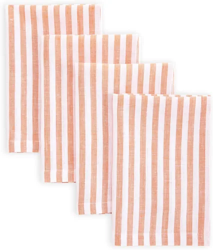 Miniatura 28 de Solino Home Amalfi - Manteles individuales a rayas, de 14 x 19 pulgadas, juego de 4 unidades, tela natural, lino europeo, 100 % lino puro, hechos a