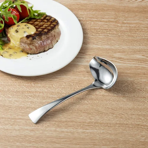 Miniatura 5 de IMEEA Cucharón pequeño para salsa con boquilla de vertido de acero inoxidable 18/10 Cuchara para rociar salsa, 7 pulgadas