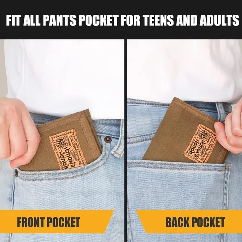 Miniatura 6 de Rough Enough - Carteras pequeñas para niños adolescentes y hombres, billetera delgada con bolsillo para monedas con cremallera, llavero en Cordura