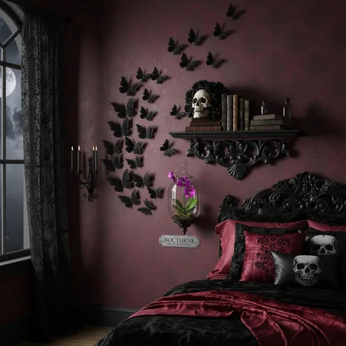 Miniatura 4 de Outus 120 piezas de calcomanías de mariposas en 3D en capas negras para pared, calcomanías de mariposas extraíbles, murales en relieve para Negro