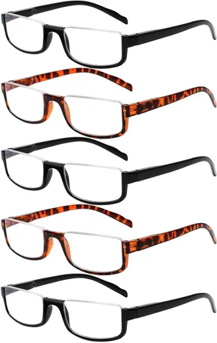 Kerecsen Gafas de lectura de medio marco para hombres y mujeres, diseño ligero de ajuste cómodo con bisagras de resorte