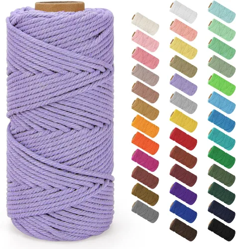 Miniatura 154 de Cordón de macramé de 0.079 in x 380 yardas (1140 pies), cuerda de algodón natural para colgar en la pared, ganchos de plantas, manualidades, Beige