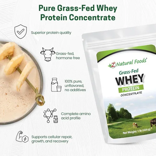 Miniatura 4 de Z Natural Foods Concentrado de proteína de suero alimentado con pasto - Polvo de proteína de suero limpio de Nueva Zelanda - Proteína de suero pura
