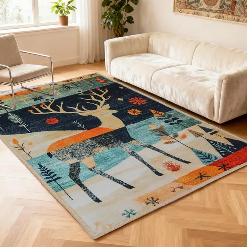 Miniatura 14 de Alfombra de entrada lavable de 2 x 3 pulgadas, alfombra pequeña para entrada, cocina, baño, antideslizante, estampado floral, alfombra de entrada