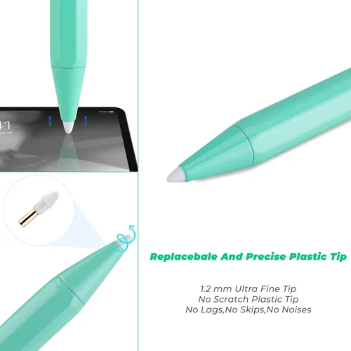 Miniatura 4 de Lápiz óptico de 8ª generación de 10,2 pulgadas con rechazo de palma tipo C carga 0.059 in reemplazable punta fina 2ª activa Stylus compatible