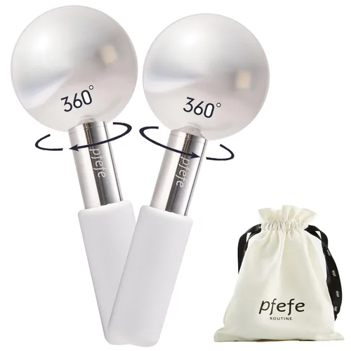Pfefe Globos de hielo giratorios de 360 grados para cara y ojos, varillas de acero inoxidable irrompibles para rutinas de belleza, tratamientos