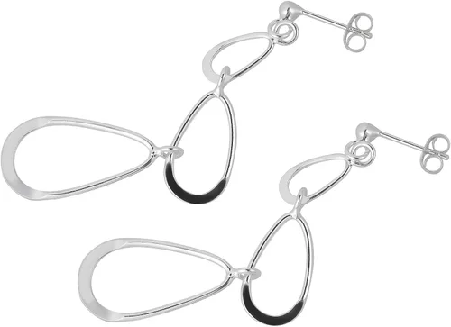 Miniatura 3 de Trendy Triple bucle gota Plata de ley 925. Post Dangle Earrings