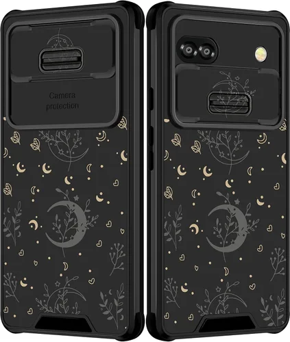 Miniatura 7 de Funda para Google Pixel 6A con diseño de corazón para niñas y mujeres, diseño único de moda negra con funda de cámara deslizante, fundas estéticas