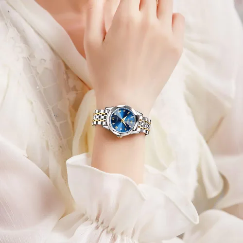 Miniatura 6 de OLEVS Womens Watch Fashion Dress Diamond Female Watches for Ladies Analog Quartz Stainless Steel Waterproof Luminous Day Date Two Tone Wristwatch