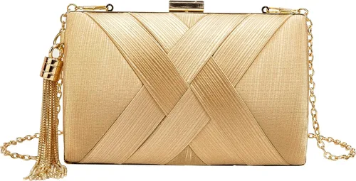 Miniatura 6 de Elegante bolso de mano de seda con colgante de borla para mujer, para novia, boda, graduación, fiesta de noche