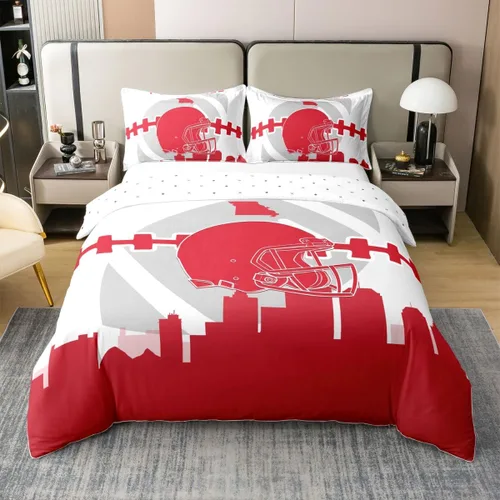 Miniatura 7 de Erosebridal Juego de funda de edredón de fútbol 100% algodón, para niños y niñas, funda de edredón, juegos de cama de rugby con 1 funda de almohada