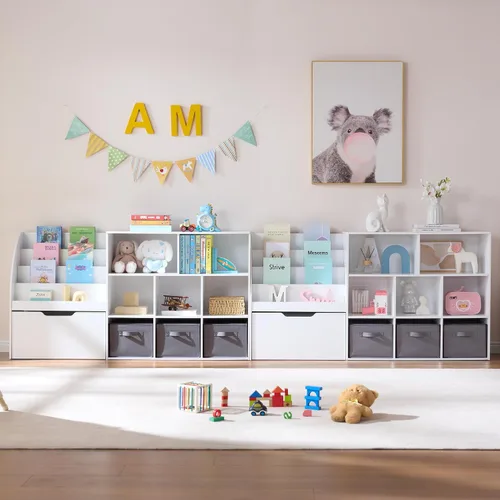 Miniatura 15 de Estantería Infantil y Almacenamiento de Juguetes Fatmok, Organizadores de Almacenamiento de Juguetes con Cajones Móviles y 3 Contenedores