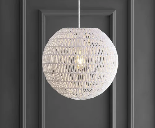 Eyely EYL6503A Eldora 15.75 pulgadas 1 luz bohemio moderno tejido de ratán/hierro LED colgante para comedor, cocina y sala de estar, escandinavo,