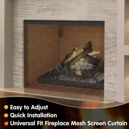Miniatura 6 de Air Jade Kit de barra y cenefa ajustable para cortina de malla para chimenea, color negro mate