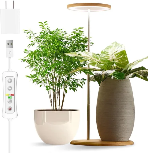 Miniatura 32 de yadoker Luz de cultivo de plantas, luz LED de espectro completo para plantas de interior, altura ajustable, temporizador automático, bajo voltaje