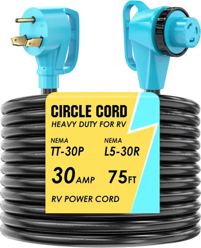 Miniatura 20 de CircleCord Cable de alimentación para caravana de 30 amperios de 36 pies con bloqueo giratorio, resistente calibre 10, 3 cables, STW de cobre puro