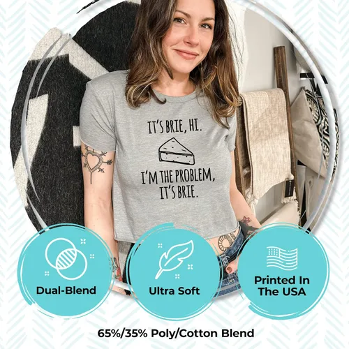 Miniatura 2 de Cute Women's Screen Location Printed Crop Tee, Shirts With Sayings