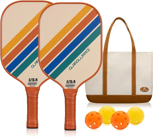 Miniatura 11 de Juego de 2 palas de pickleball 4 raquetas de pickleball, juego de pickleball aprobado por USAPA, superficie de fibra de vidrio fibra de carbono