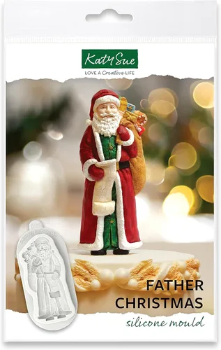 Katy Sue Molde de silicona para decoración de pasteles de Navidad y manualidades, hace una figura tradicional de Papá Noel de 3.937 in o 4 pulgadas
