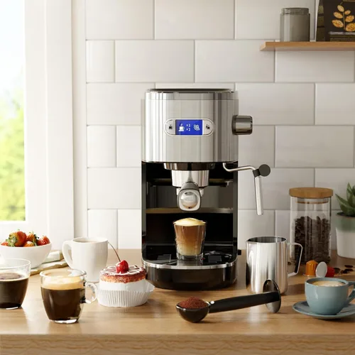 Miniatura 6 de Kismile Máquinas de espresso de 20 bares, máquinas de espresso semiautomáticas con espumador de leche, varita de vapor y cápsulas, fabricantes Negro