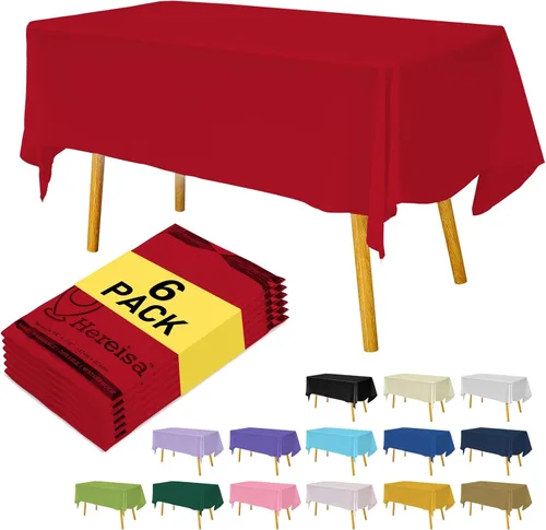 Miniatura 35 de Paquete de 3 manteles de plástico desechables de 54 x 108 pulgadas, manteles de color blanco hueso, manteles de fiesta nupcial para fiestas