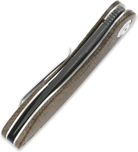 Miniatura 6 de Sitivien ST139 Sandvik 14C28N Cuchillo plegable de hoja de acero, cuchillos de herramientas EDC con mango Micarta para acampar al aire libre, Verde